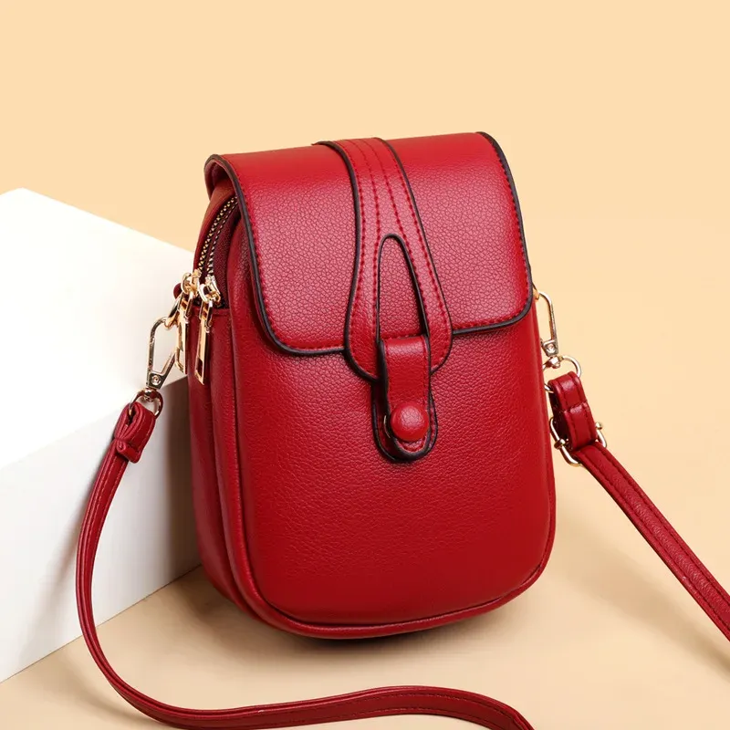 DHgate.com:Burgundy Leather Crossbody Bag for Women - One