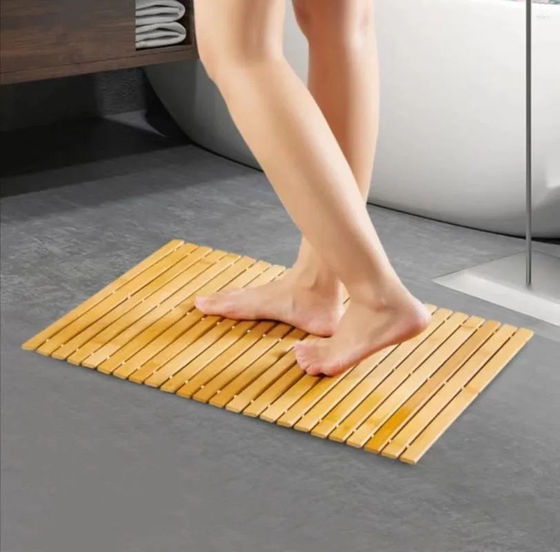 Badmatten handgewebte Bambusmatte Küchenbadezimmertür mit wasserdichtem und rutschfestem Boden Teppich