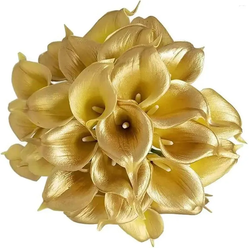 Kwiaty dekoracyjne 10pcs sztuczny calla lilia prawdziwy dotyk bukiet ślubny