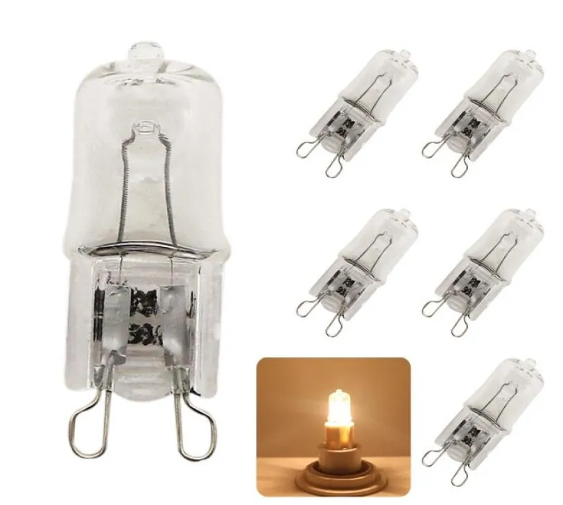 50pcs Superhell Halteless G9 220 V Halogenlampe Glühbirne 20W 25W 40W 60W Halogen G9 220V warm weiße Innenräume klarer Halogenbirb5379365