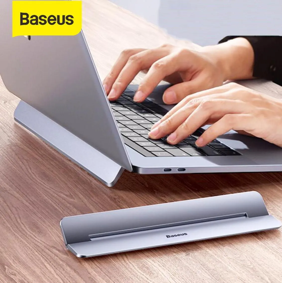 Laptop Baseus Stand para MacBook Air Pro Ajustável Laptop de alumínio Riser dobrável notebook portátil Stand para 111317 polegada6235507