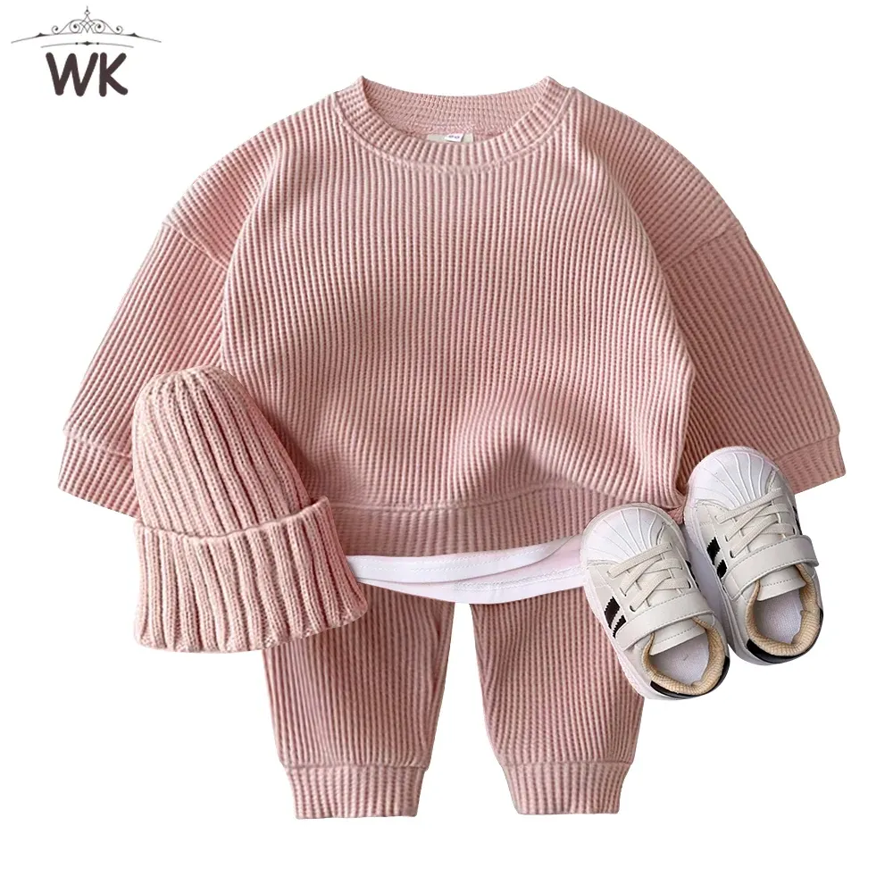 Trousers Newborn Boys Girl Autumn Tracksuits Baby Korean Knitting Clothing Sets Cotton Long Sleee Tops+Pants Loose Kids Pullovers Outfits