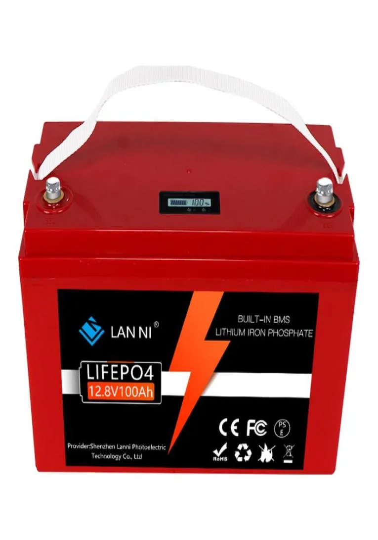 LifePo4 Battery 12V100AH ​​Byggd BMS -skärm kan lägga till Bluetooth -laddare för golfvagnsgaffeltruckinverterare Batterilagarcykl6910254