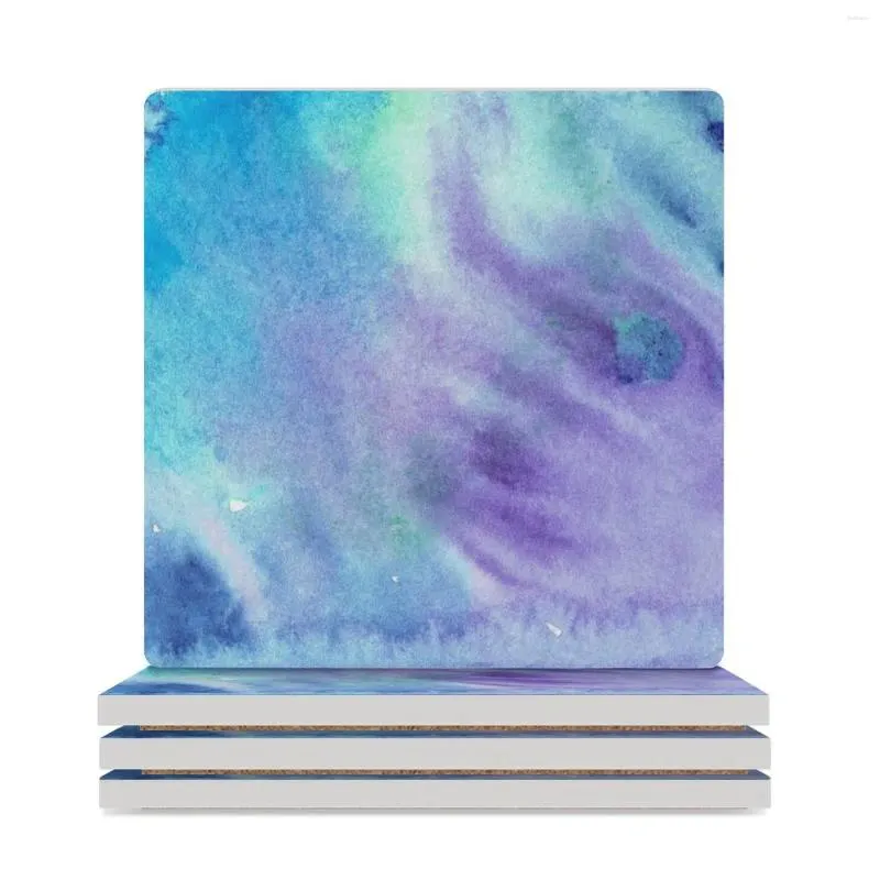 Table Mats Blue And Purple Swirl Ceramic Coasters (Square) Coffee Cup Stand Slate Custom