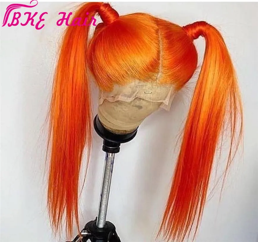 Parrucche per capelli frontali a 360 densità di alta qualità con parrucche per capelli lunghi lunghi dritti arancione sintetico in pizzo anteriore parrucca per donne costume98422227
