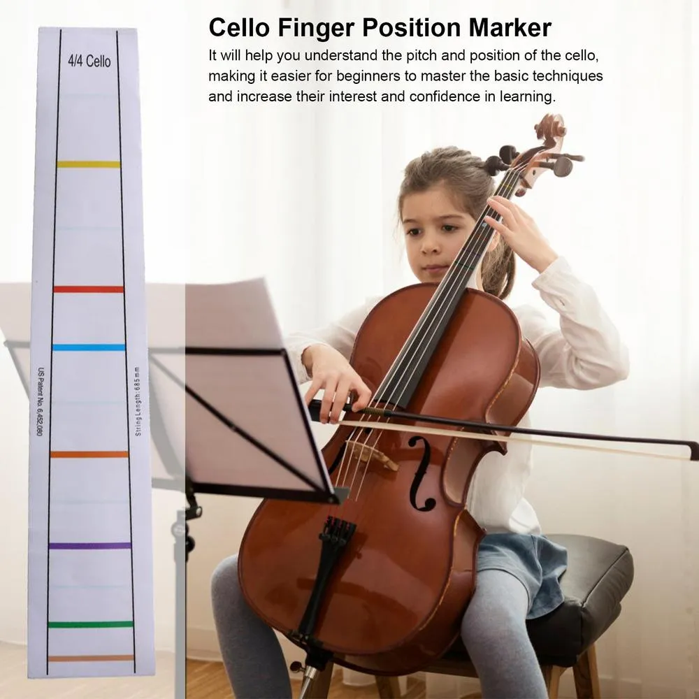 Autocollants Frettes Violoncelle - Pour 4/4, 3/4, 1/2, 1/4, 1/8 - Guide Débutants