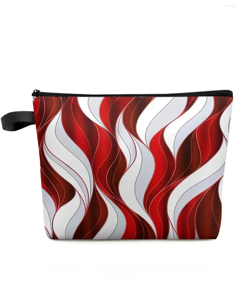 Cosmetic Bags Abstract Gradient Line Color Block Red Makeup Bag Pouch Travel Essentials Women Organizer Storage Pencil Case