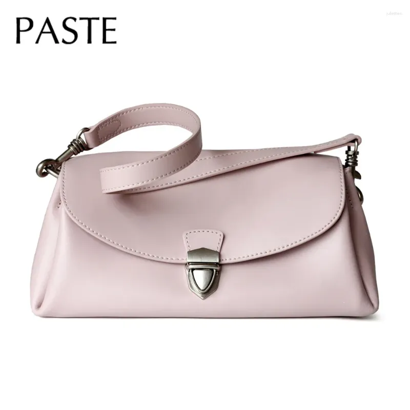 Sacs à bandouliers Vintage Lock Design Pink Flip Cow Leather Messager Sac Messager Glossy lisse Cowskin Femmes crossbody Daily-Use Pouchée