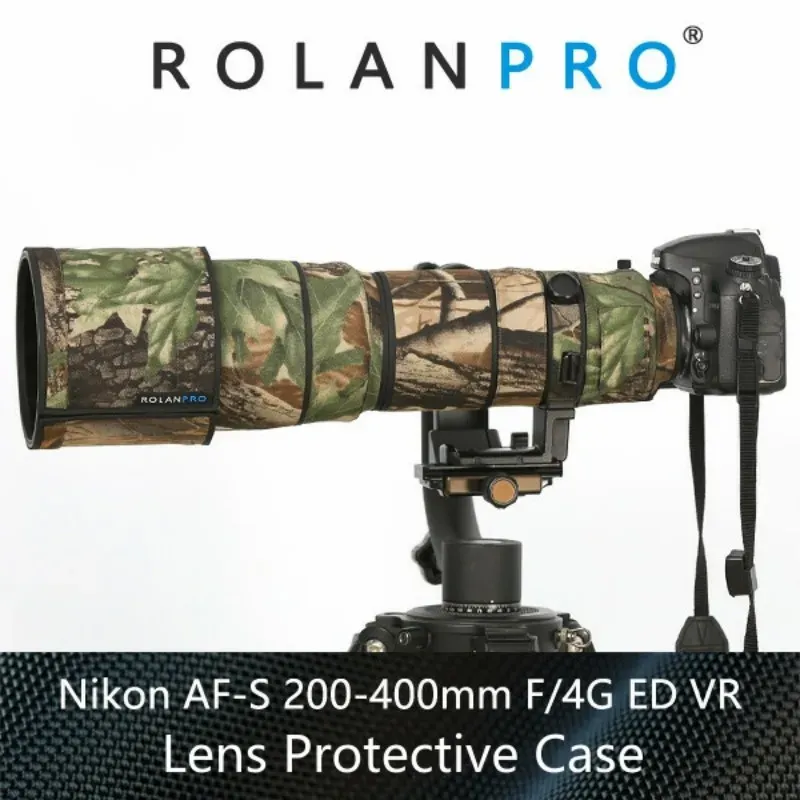 Kameror RolanPro Waterproof Lens Camouflage Coat Rain Cover för Nikon AFS VR 200400mm F/4G ED VR Lens Protective Fall för Nikon Camera