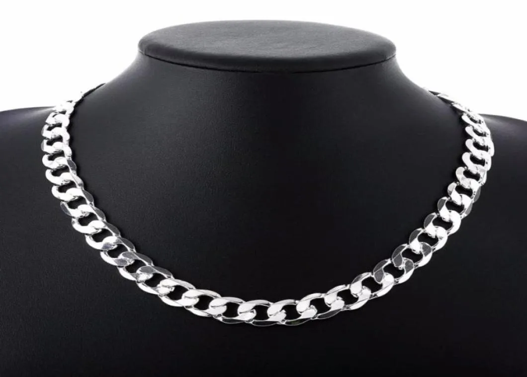 Chains 2022inch 12 Mm Curb Chain Necklace For Men Silver 925 Necklaces Choker Man Fashion Male Jewelry Wide Collar Torque Colar4387351