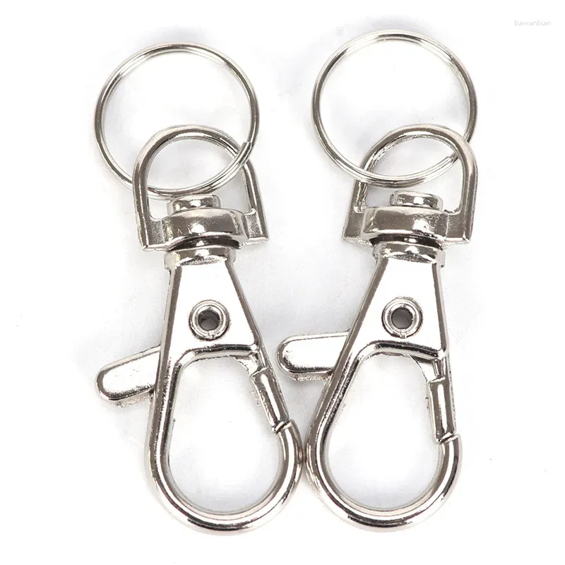 Dekorativa figurer 10st/Set Classic Key Chain Ring Silver Metal Swivel Hummer Clam Clips Hooks Keychain Split Diy Bag Jewelry Wholeales