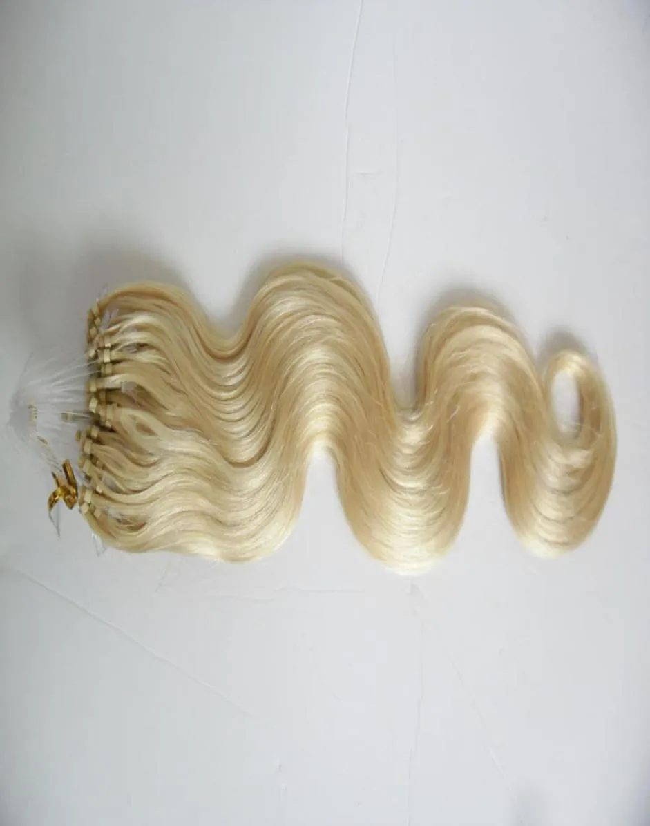 100 g Micro ring Haarextensions Blonde kleur lichaamsgolf micro bead remy menselijk haar extensions micro lus haaruitbreidingen 1GS 100G6118071