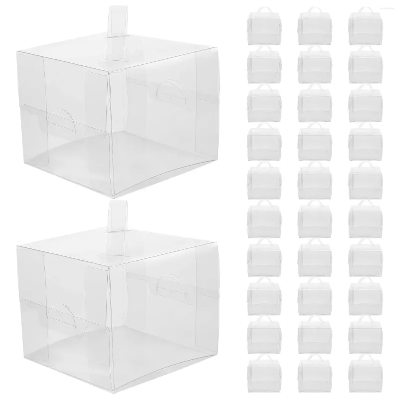 Установите контейнеры 10 ПК Прозрачные коробки для торта контейнер прозрачный пластиковый печенье пекарня портативный держатель
