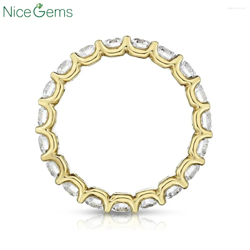 Clusterringe Nizegems 14K 585 Gelbgold 1.4ctw Labor Züchtung Diamonds Runde Brilliant Full Ewigkeit Ehering "Scallop" Set für tägliche Verschleiß