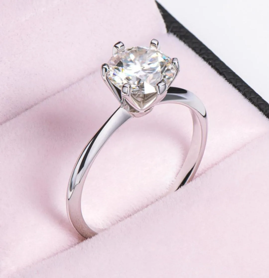 Moissanite Sterling Silver S925 Wed Ring 05 Karat Classic Six Claw Diamond Engagement Promise Ring para presente de aniversário de aniversário1136072