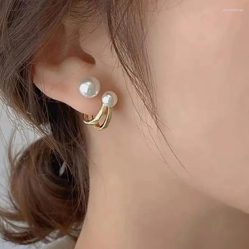 Boucles d'oreilles en peluche élégante paire de 5 à 8 mm de mer du Sud Perfect Round White Pearl Bringle 925S bijoux pour femmes argent