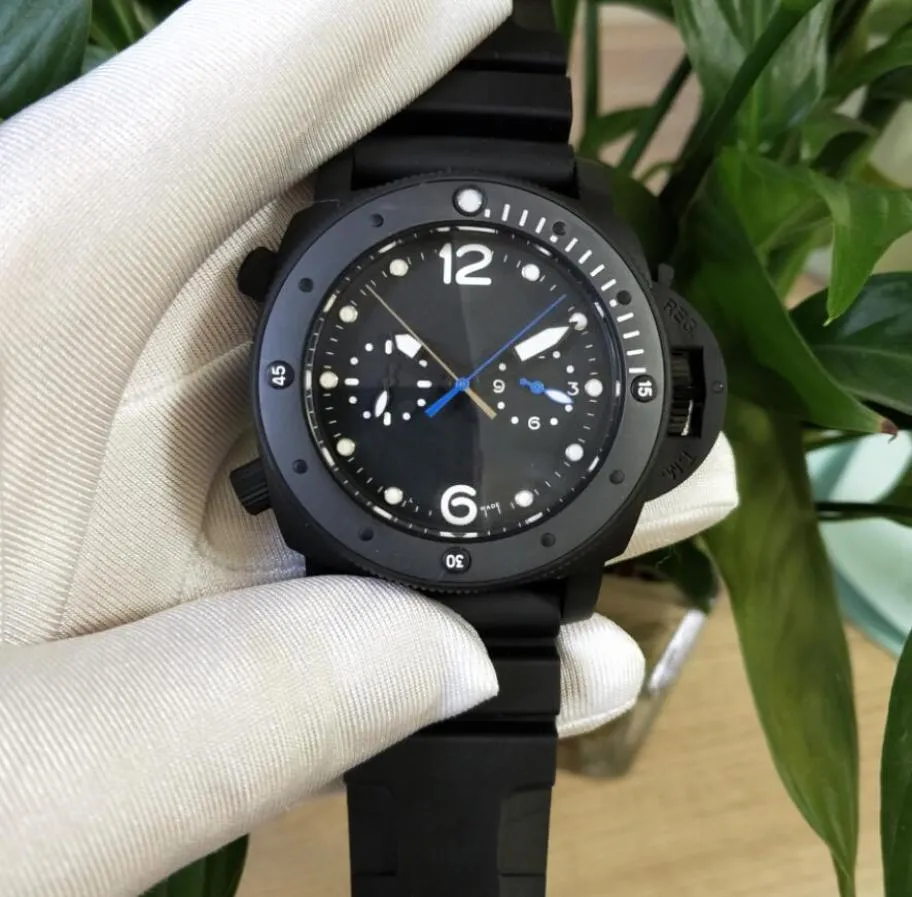 Fabrik S Watch Classic P0061 Automatische Bewegung ohne Chronograph 47mm Männer Uhren rotierende Lünette All Black Color Edelosen 9292244