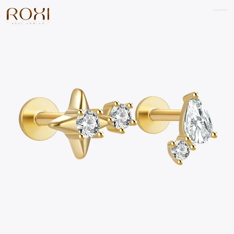 Boucles d'oreilles ROxi 925 argent sterling à une seule rangée oreille à oreille à cheval Géométrique Piercing pour femmes 1pc