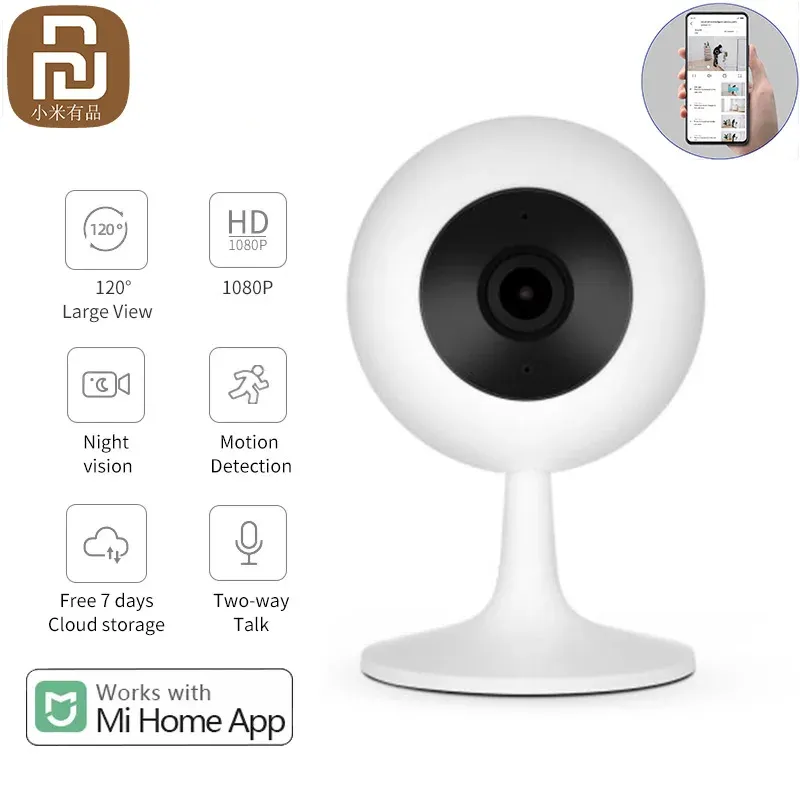 Scanners mijia app youpin xiaobai ip webcam versão popular 110 ângulo 1080p HD Visão noturna wifi smart home came