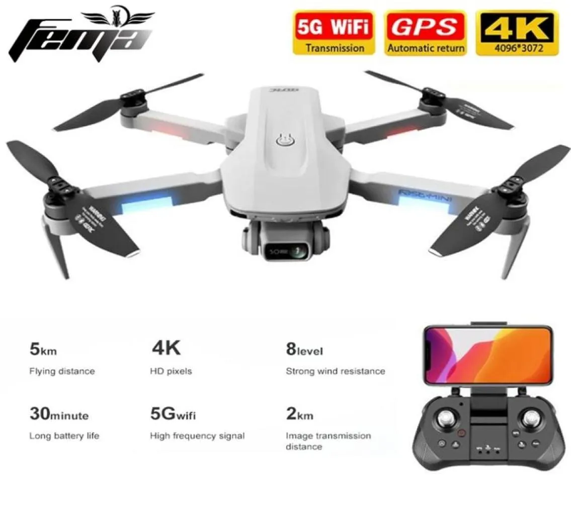 F8 GPS Drone 4K Professionnel avec double caméra 5 km à longue distance sans pinceau 30 min 5g wifi fpv quadcopter pliable dron pk sg906 2105068091