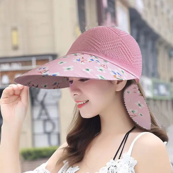 2024 new hat women's summer sun block hat Korean version of the fashion sun hat outdoor travel beach face mask sun hat