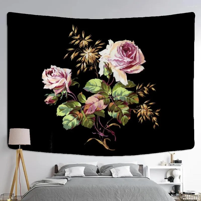 Tapestries Peony Flower Colorful Tapestry Wall Hanging Art Science Fiction Room Home Decor Bedroom Aesthetics