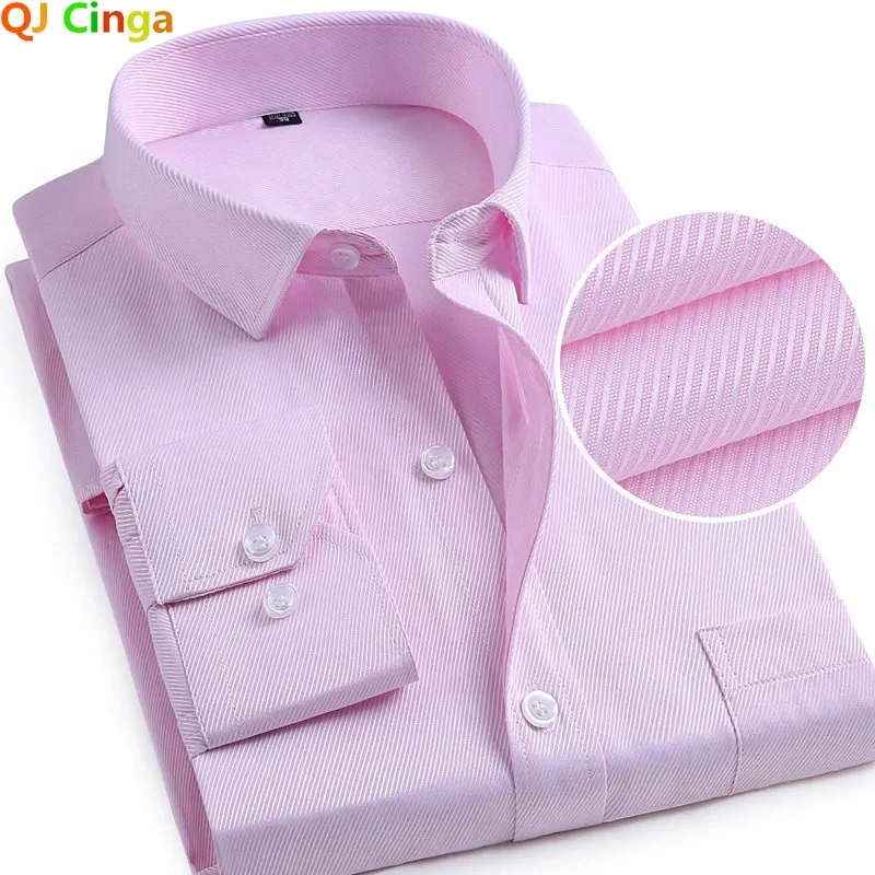 Sarja rosa manga longa camisa de algodão homens solteiros camisetas de lapela do escritório de negócios azul púrpura camisachemise s5xl 240403