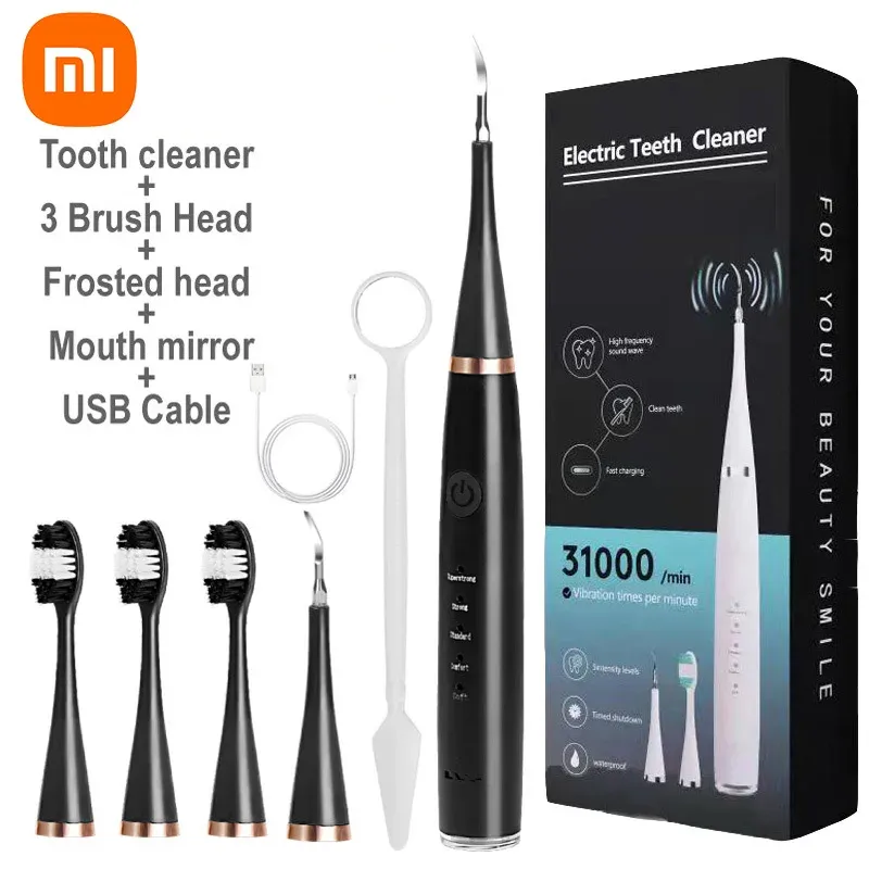 Irrigatorer Xiaomi Ultrasonic Dental Sclaer för tänder Tartar Stain Tooth Calculus Remover Electric Sonic Teeth Plack Cleaner Borttagning 5 Gear