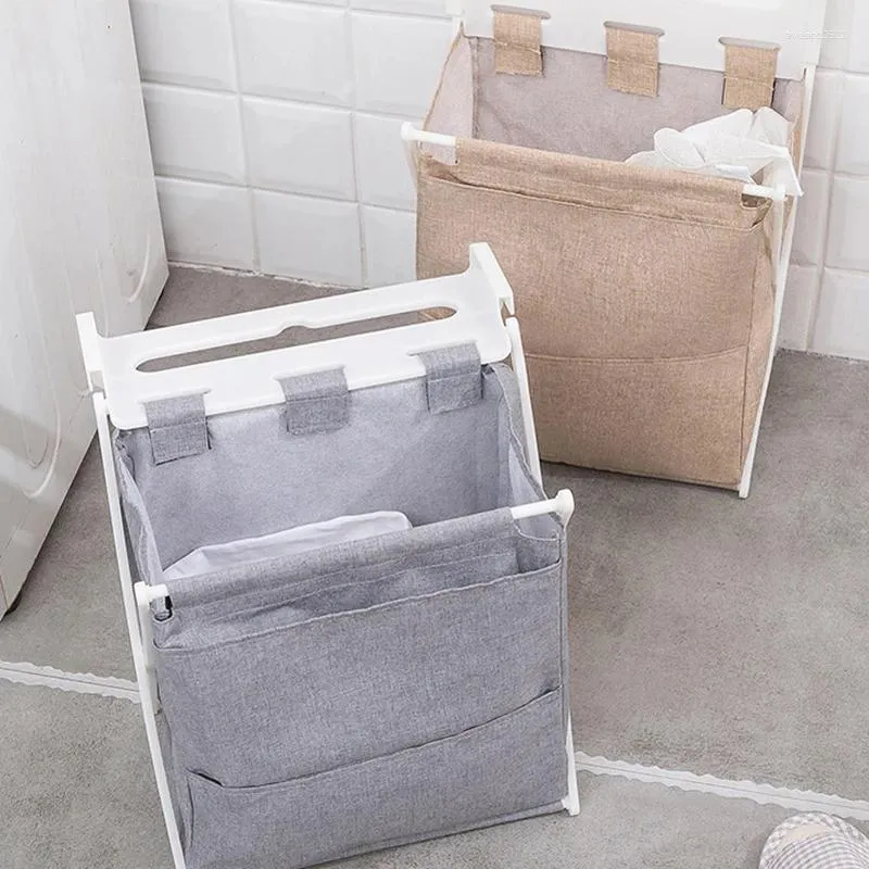 Laundry Bags Foldable Wall-mounted Clothes Organizer Basket With Handle Clothing Barrel Oxford Cloth Storage Home Bathroom