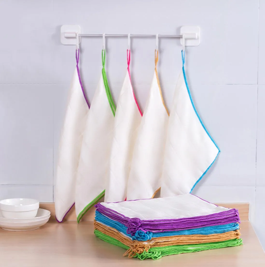 Kitchen Cleaning Cloth Dish Washing Towel Bamboo Fiber Eco Friendly Bamboo Cleanier Clothing Set2853034