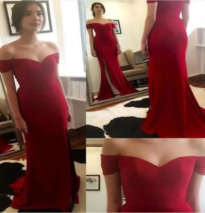 Красивое красное длинное вечернее платье сексуальное русалочное боковое разрезок с плеча, которые женщины носят платье для вечеринки в особенном случае 6677567