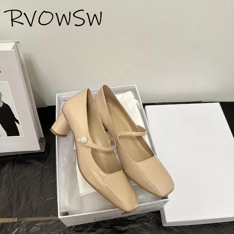 Отсуть обувь Rvowsw Designer 2024 Square Head Mary Jane Ballet High Heels Open Toe Fashion Sexy Banquet Women's Women's