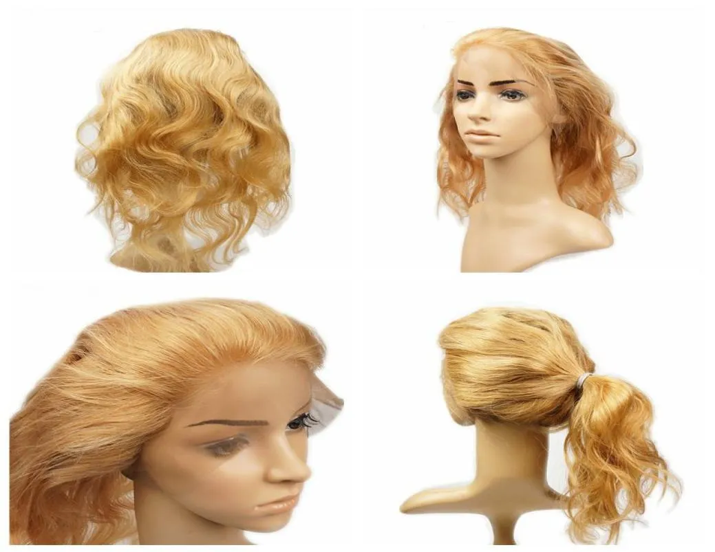 Wstępnie wyposażone 360 ​​koronkowe frontal z włosami Blunde blond 27 Body Wave Włosy Weft z 360 koronkowymi czołowymi wybielonymi Knot5355946