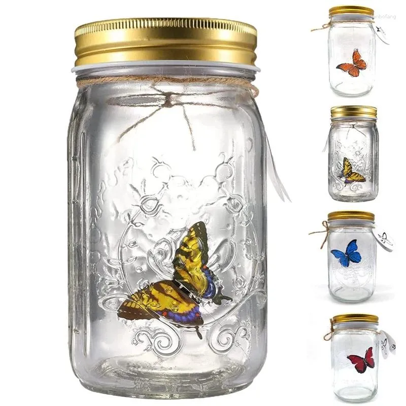 Decorative Figurines Simulation Butterfly Collection In A Jar That Moves LED Light Romantic Glass Animated Red Easy To Use