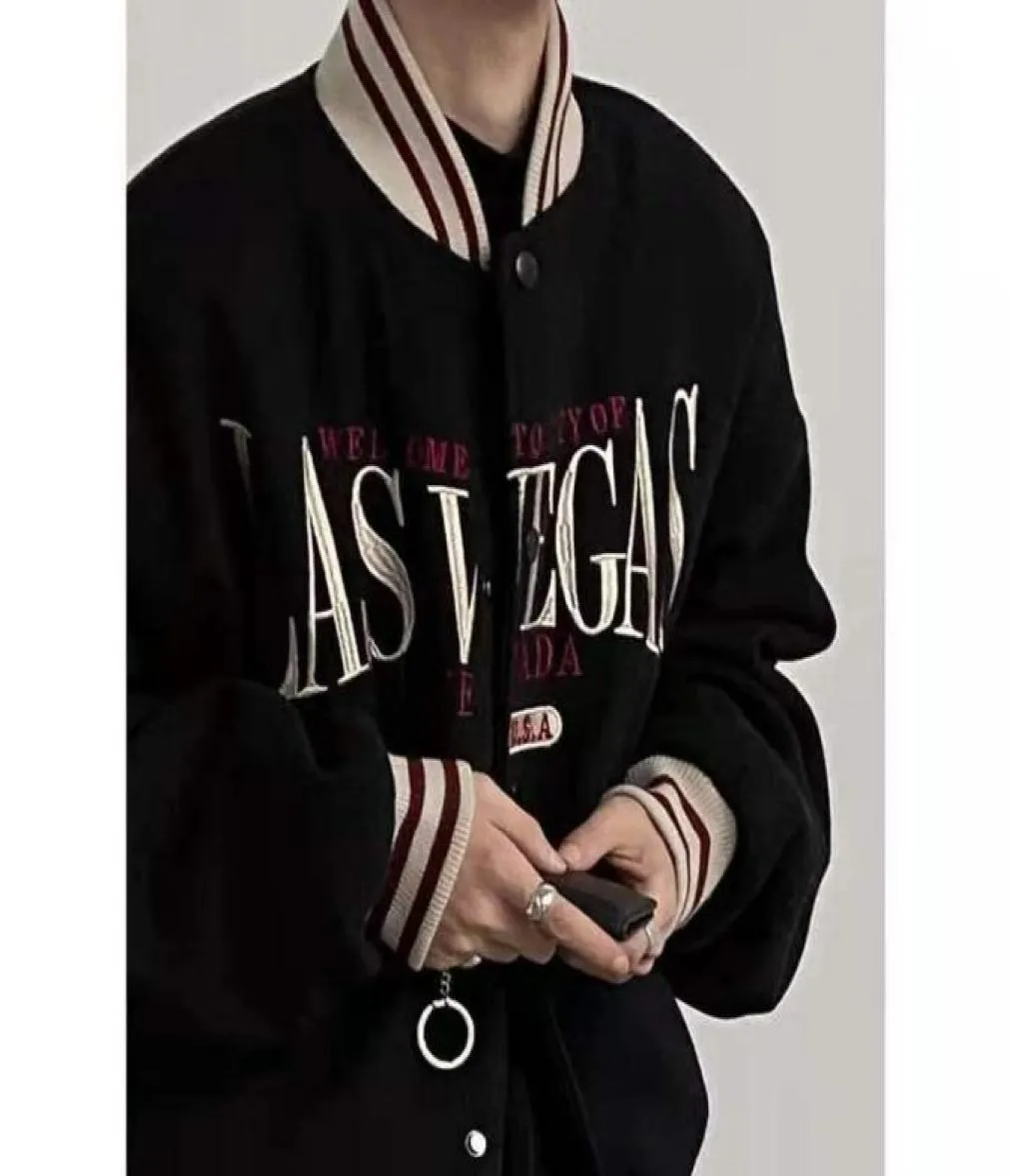 Women039s Jackets Las Vegas Stickerei Amerikaner Vintage Loose Jacket Männer Frauen Mantel Single Baseball Langarm Baseball Unifor8212433