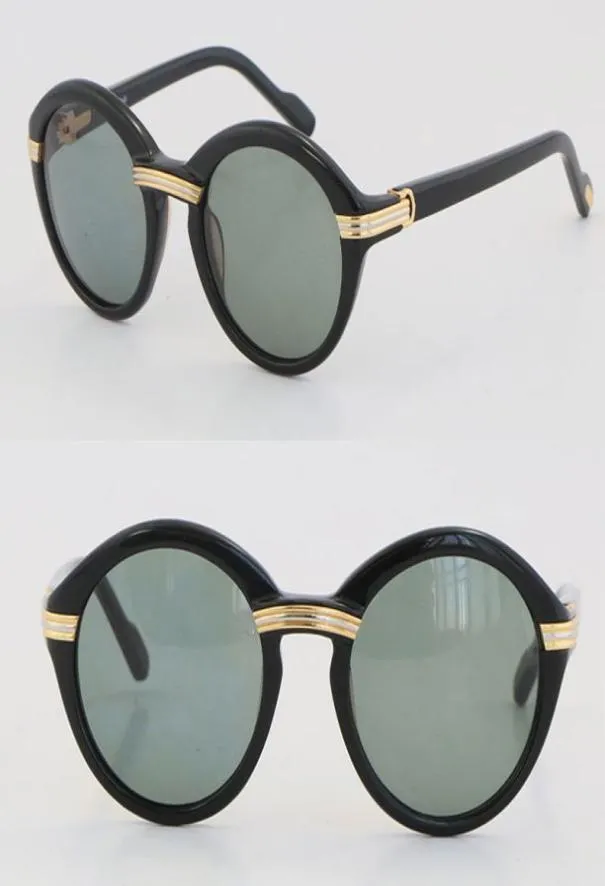 Sells Vintage 1991 Lunettes de soleil de planche ronde d'origine 1125072 Fashion Mens Sun Verres C Decoration 18K Gold Brown Lens F8900032