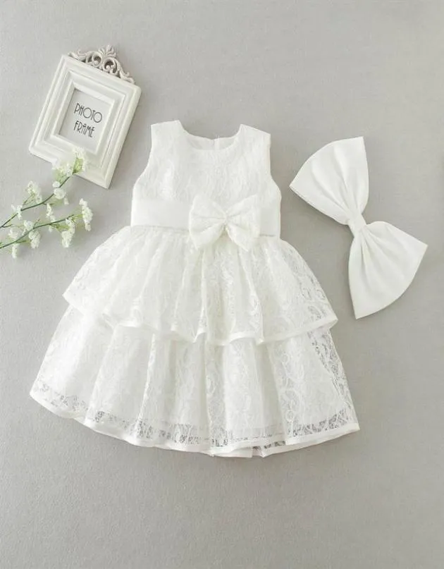 3 à 24 mois bébé fleur fille arcs robes en dentelle d'été blancs rouges enfants vêtements belles vêtements de Noël de vente au détail r1am710ds4468152