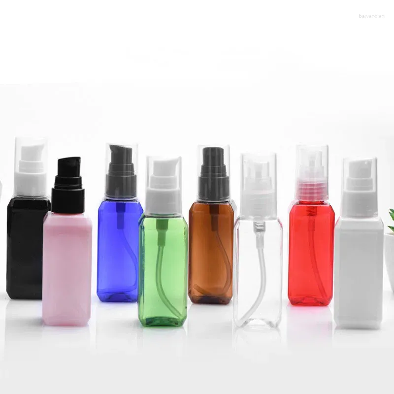 Speicherflaschen 50pcs 50 ml leerer kosmetischer Behälter mit Lotion Creme Pumpe Hautpflege quadratische Reisegröße Make -up -Einstellung