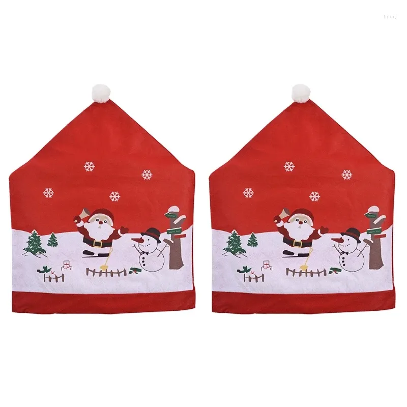 Couvre-chaise 2pcs / décoration de Noël Santa Snowman Cover Back Home Party Supplies 2024