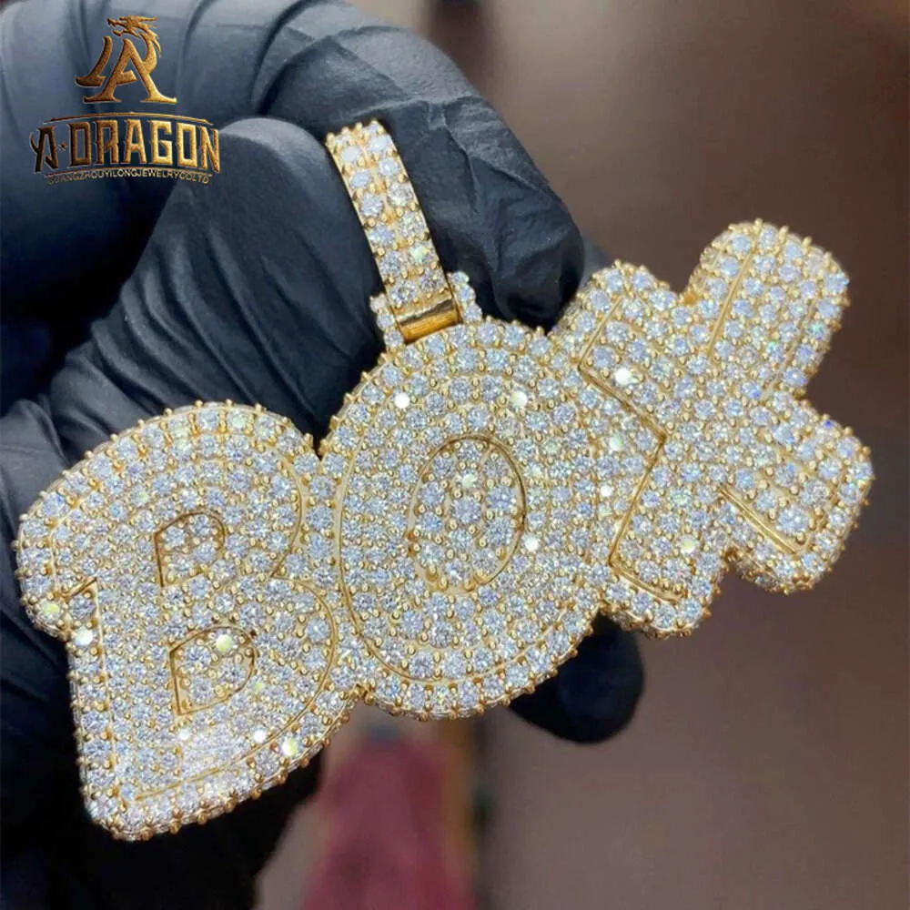 Sier Custom Hip Hop Jewelry Necklaces Gold Plated VVS Iced Out Moissanite Pendants For Gifts