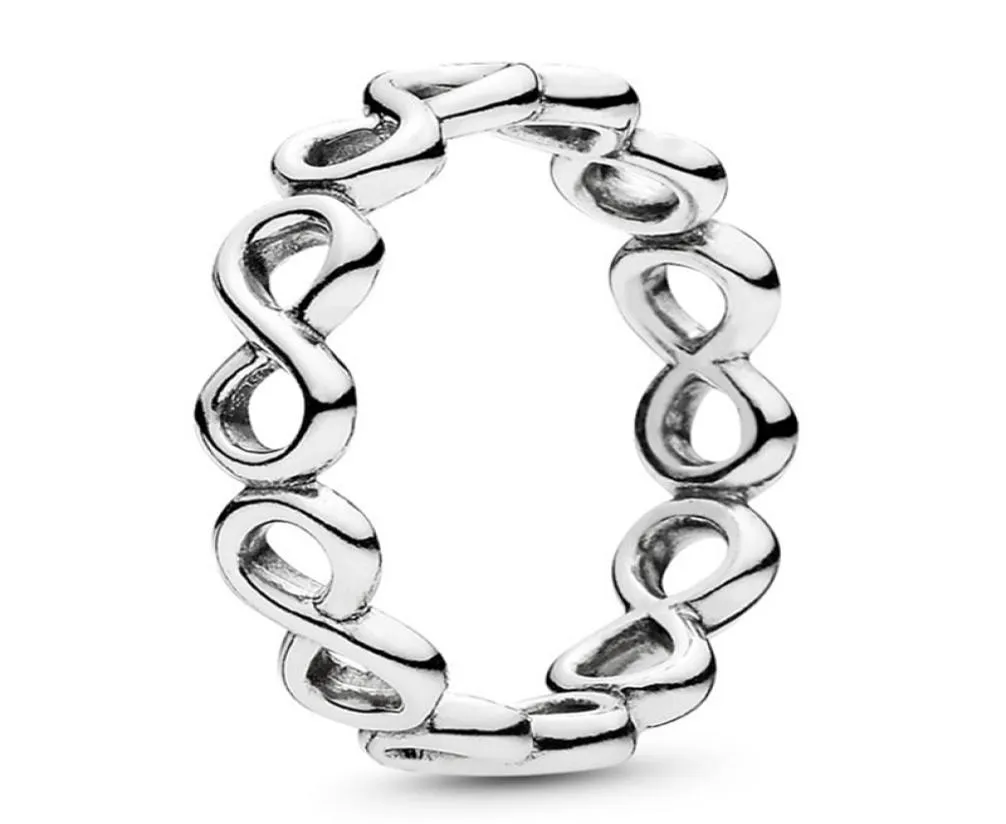 Fit Simple Infinity Band Ring Sterling Silver 925 Armband 100% Authentic Pendant Charms European Rings Diy Style Jewelry9683724