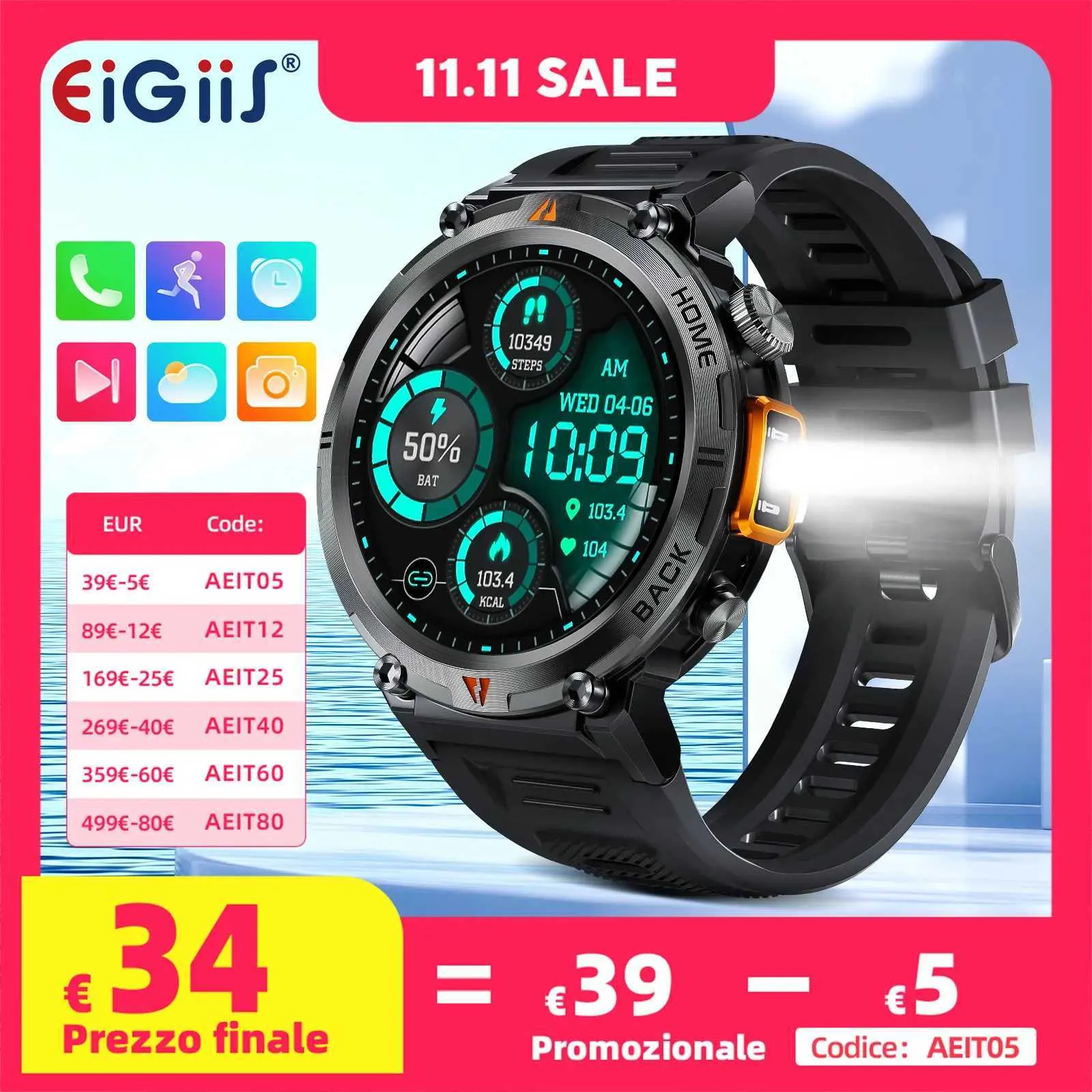 Smartwatch for Men - Fitness Tracker, Heart Rate Monitor, Touch Screen ...
