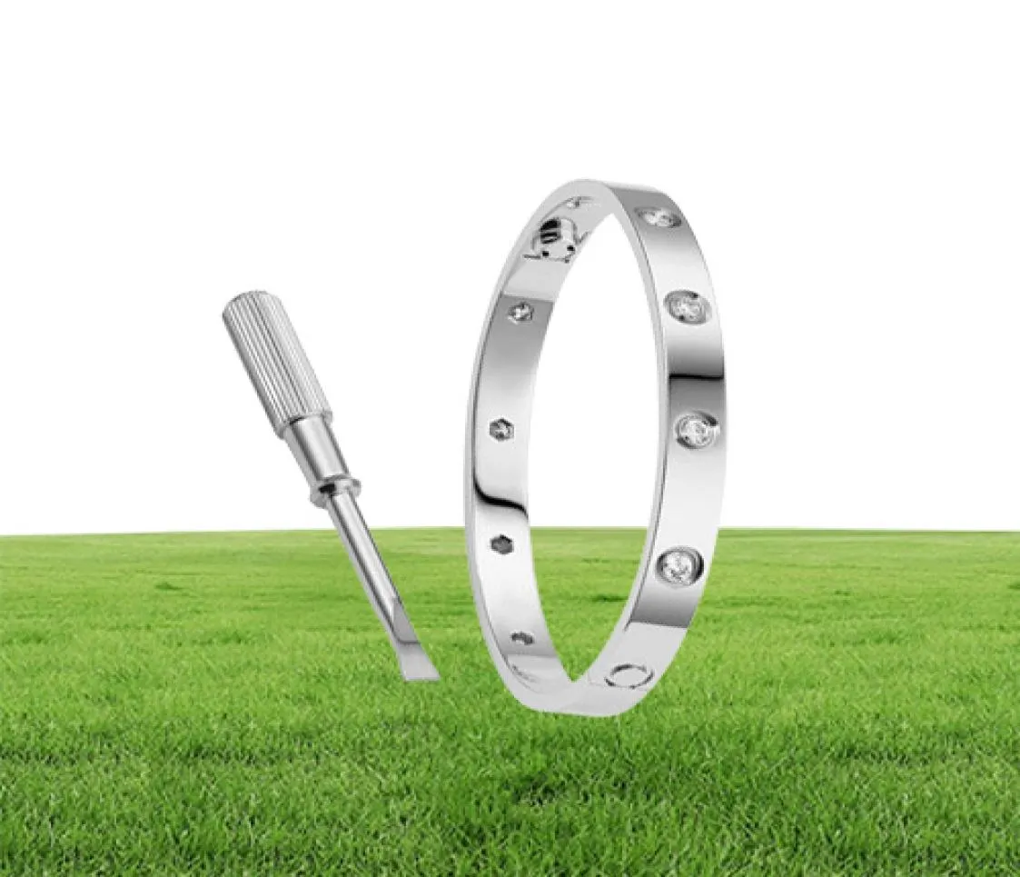 Fabricant de qualité Bracelet à vis Love 50 Bracelets de créateurs 10 diamants Bangle Bijoux de luxe Femmes Titanium Steel Alloy Gold6517610