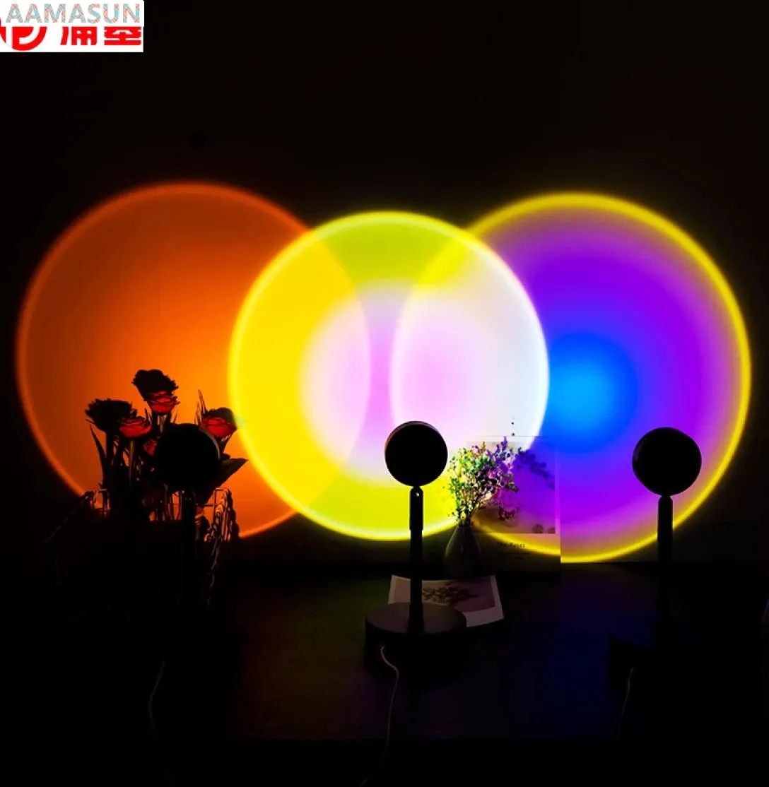 Rainbow Sunset Projector Night Sunset Lamp Projector Atmosphere Led Night Light Home Coffe Shop Background Wall Decoration Colorfu2412443