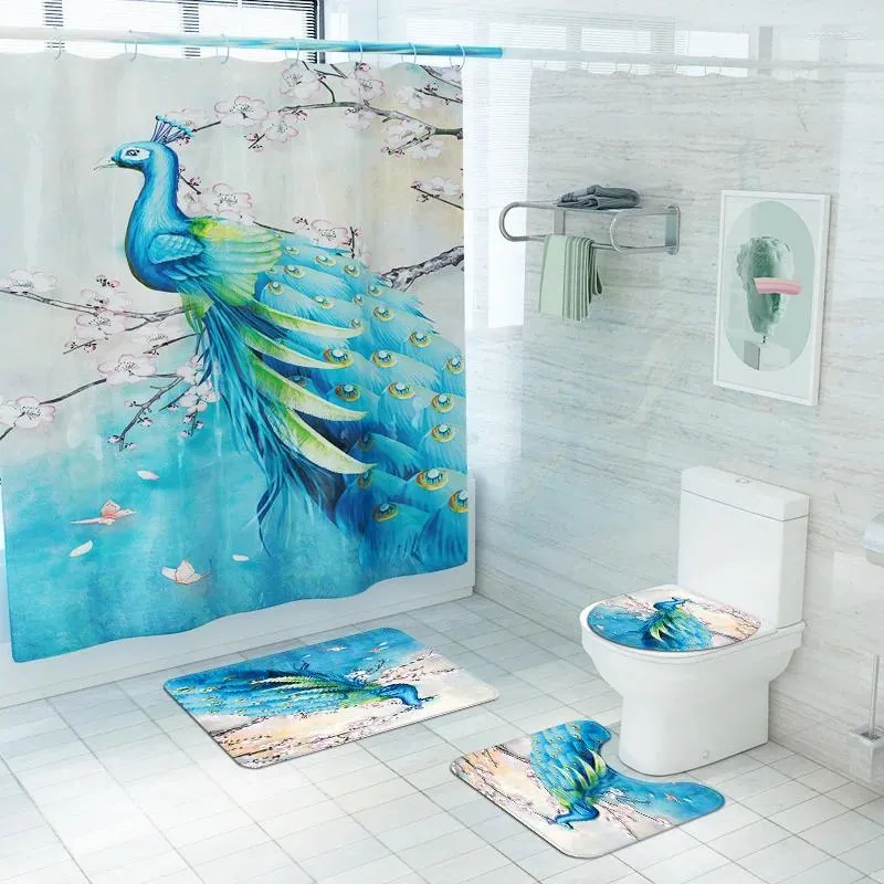 Bath Mats Toilet Floor Set And Shower Curtain Rug Modern Room Carpet Water Absorbent Mat 3D Carpets Bathroom Rugs