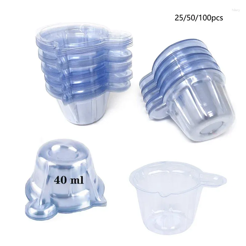 Engångskoppar Strån 25-100 st 40 ml Plastisk dispenser Silikonharts Mögelpaket för DIY Epoxy smycken tillverkningsverktygstillbehör