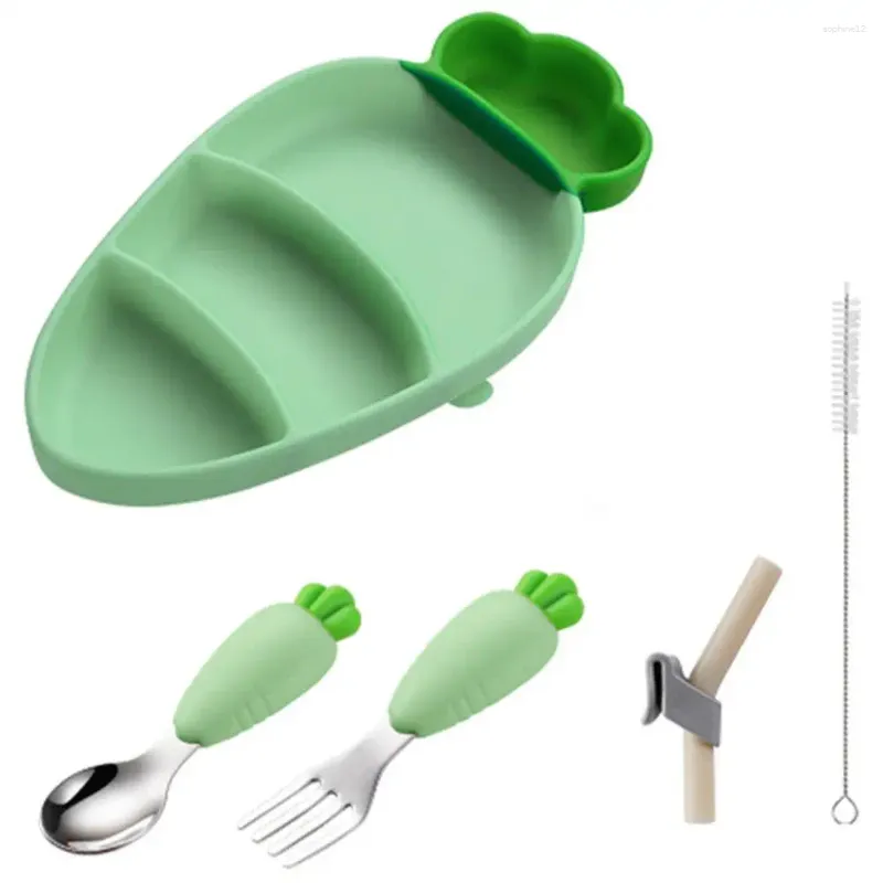 Ensembles de vaisselle assiette pour tout-petits avec des sections divisées sûres faciles à faire à l'auto-alimentation pour les tout-petits et la ventouse en silicone