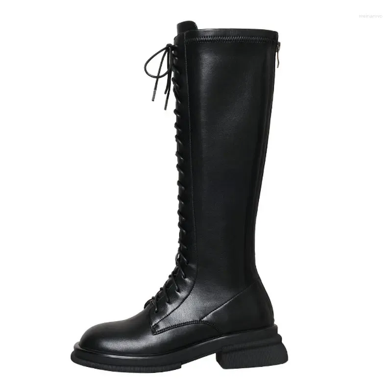 Boots 2024 Brand ins подлинный кожаный женский коленная платформа высокая дизайнер