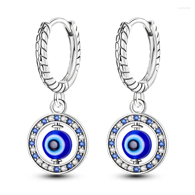 Dingle örhängen cool 925 Sterling Silver Blue Rotating Eye Snake Bone Mönster för Women's Rock Party smycken Tillbehör