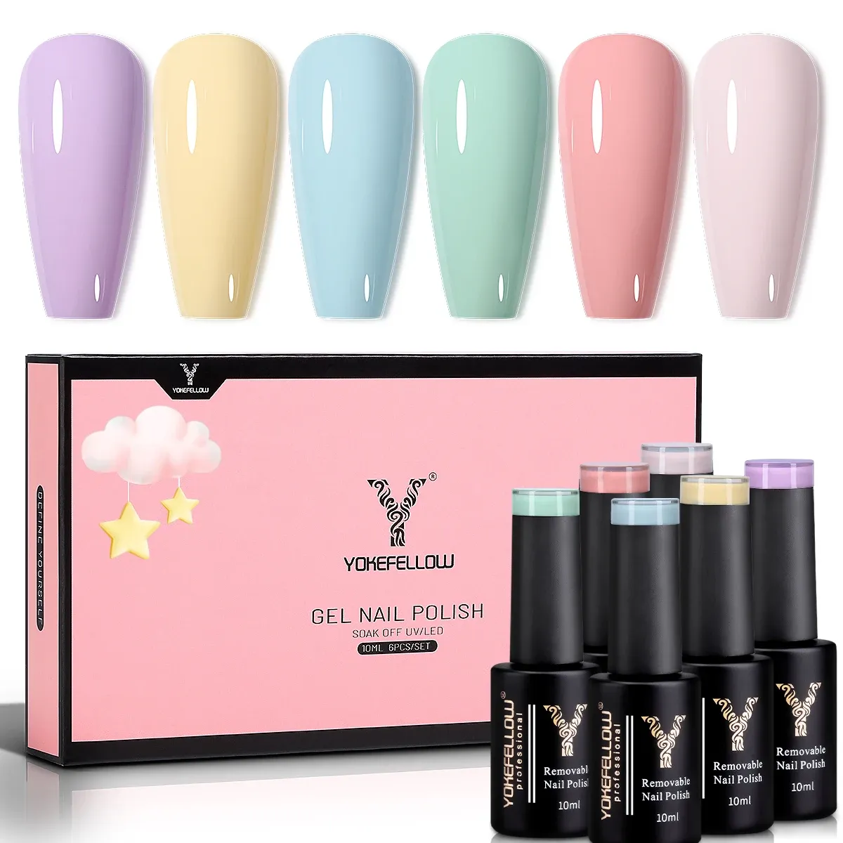 Gel Yokefellow 6/PCs Pastel Gel Achanet Set Spring Summer Gel Gel Macaron Candy Swee